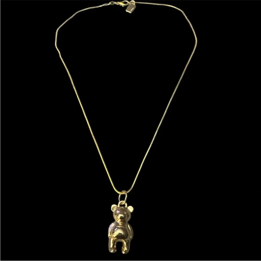 Coach gold-plated teddy bear pendant necklace